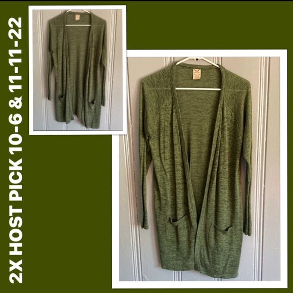 HP NWOT Draped Knit Angle Front Duster Cardigan Split Hem Sides W/ Pockets- Sz S - Picture 3 of 9